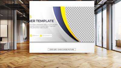 Editable banner web template with blue yellow white background. Minimal, modern  vector illustration Wall mural