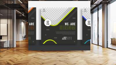 We are hiring job vacancy social media post banner design template with green and black color. We are hiring job vacancy square web banner design. Wall mural