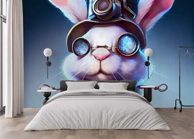 Tiny cute and adorable white rabbit Wall mural