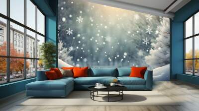 christmas background with snowflakes, generative AI Wall mural