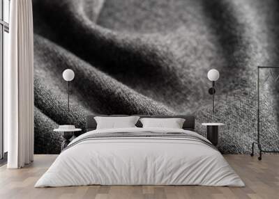 dark gray jersey folded textile texture background Wall mural