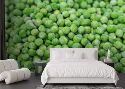 group of frozen green peas selective focus Wall mural