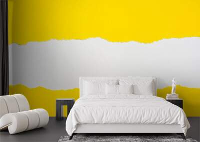 pieces of yellow paper on white background with copy space Wall mural