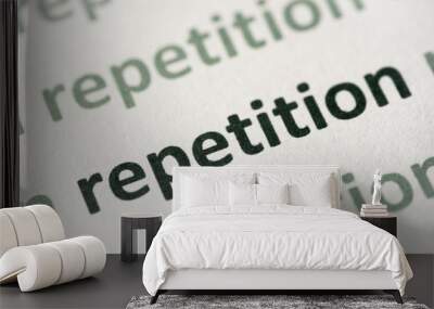 word repetition printed on paper macro Wall mural