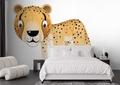 cartoon scene with cheetah on white background - illustration for children Wall mural