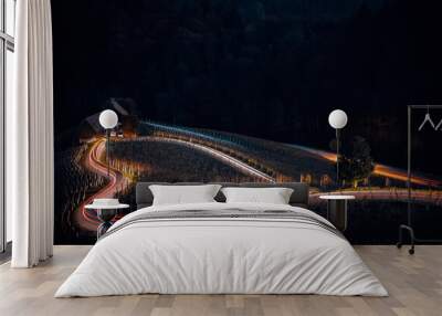 heart shaped road with traffic in the night Wall mural