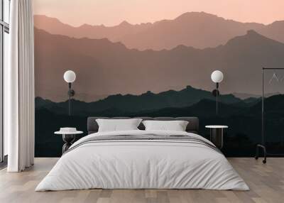 landscape with mountains at he Great Wall of China Wall mural