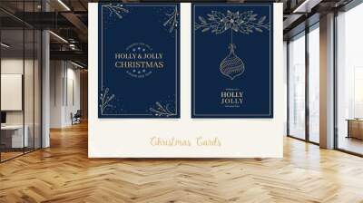 Festive christmas card design with greetings Wall mural