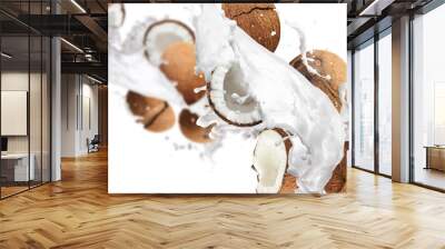 Fresh ripe coconut isolated on white background Wall mural