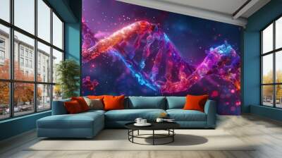 Colorful digital illustration of DNA helix structure, representing genetics, molecular biology, and scientific research in vibrant colors. Wall mural