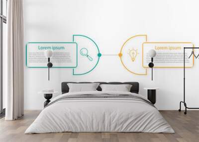 2 step line infographic template vector element suitable for web presentation and business Wall mural