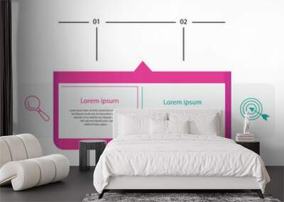 Design template infographic vector element with 2 step line process or option Wall mural