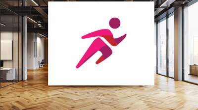 run running people human man sport logo vector icon illustration Wall mural