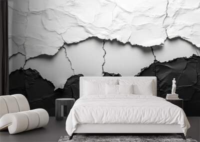 Abstract Texture of Cracked Black and White Surfaces Wall mural