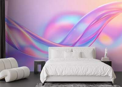 A colorful, flowing wave of water with a pinkish hue Wall mural