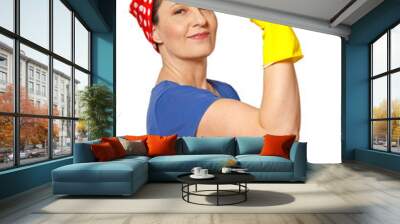 happy cleaning lady copy space Wall mural