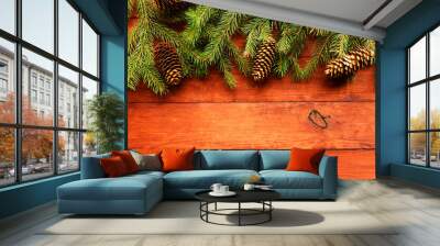 Christmas pine tree background Wall mural