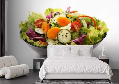 fresh vegetable salad isolated on white background Wall mural