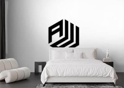 AW WA Initial logo template vector Wall mural