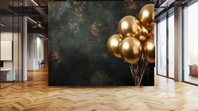 invitation card with golden balloons Wall mural