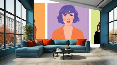 Set of portraits of women of different gender and age. Diversity. flat illustration. Avatar for a social network.	
 Wall mural