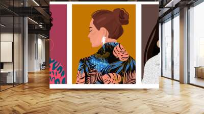 Set of portraits of women of different gender and age. Diversity. Vector flat illustration. Avatar for a social network.  Vector flat illustration Wall mural