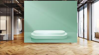 Abstract scene 3d podium round pastel green background for product presentation mockup show Wall mural