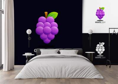 Grape logo design with gradient Wall mural