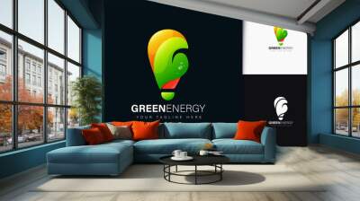 Green energy logo design with gradient Wall mural