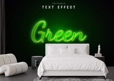 Green neon text effect Wall mural