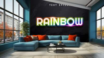 Neon rainbow text effect Wall mural