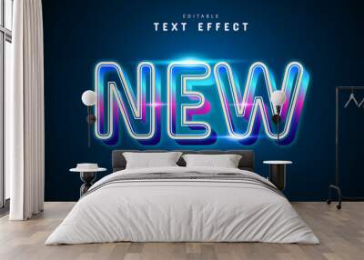 New colorful glowing line text effect Wall mural