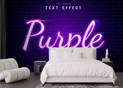 Purple neon text effect with dot pattern Wall mural