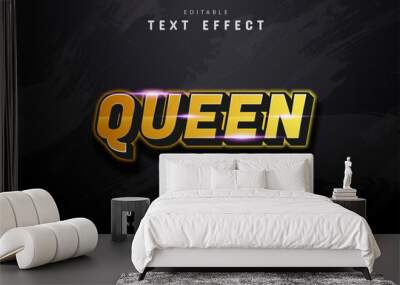 Queen text, 3d gold text effect Wall mural