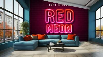 Red neon text effect Wall mural