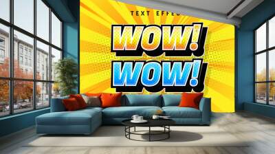 Wow text effect comic style Wall mural