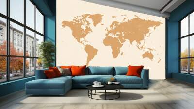 A minimalist world map in solid beige on a cream background presenting a clean and classic style ideal for educational or decorative use
 Wall mural