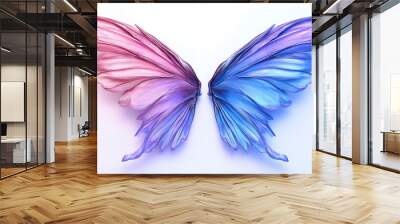 A vibrant and elegant butterfly with colorful wings on a white background Wall mural