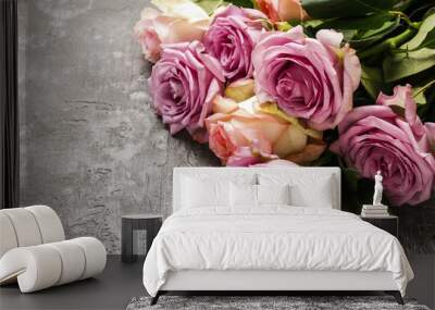 bouquet of pink roses Wall mural