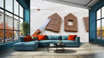 How to make gingerbread house. The second step - prepare house walls Wall mural