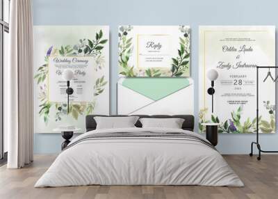 beautiful and elegant wedding invitation cards with floral themes Wall mural