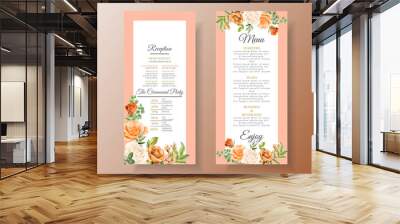 Beautiful orange flower wedding invitation card Wall mural