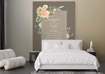 unique floral wedding invitation card template Wall mural