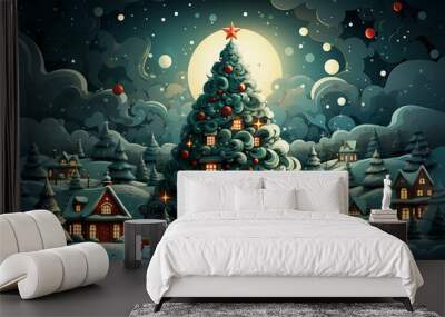 Christmas Background with Christmas Tree Ai generative Wall mural