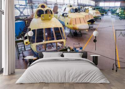 Helicopter aviation plant making process Wall mural