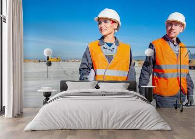 two engineers at airport runway Wall mural