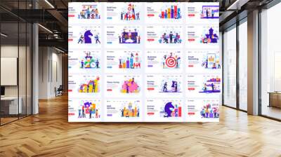 Mega Collection of Business concept flat vector illustration. Set of Landing page design concept of Business Analysis, Marketing, Team Metaphor, Recruitment templates vector illustration Wall mural