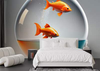 Fishbowl with an orange fish inside Wall mural