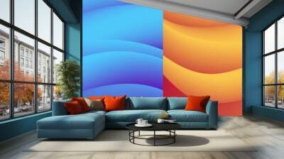 Abstract gradient wave vibrant blue backgroud. Bright fluid orange shape background. Vector image. Wall mural