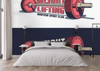 Weightlifting or powerlifting sports vintage emblem Wall mural